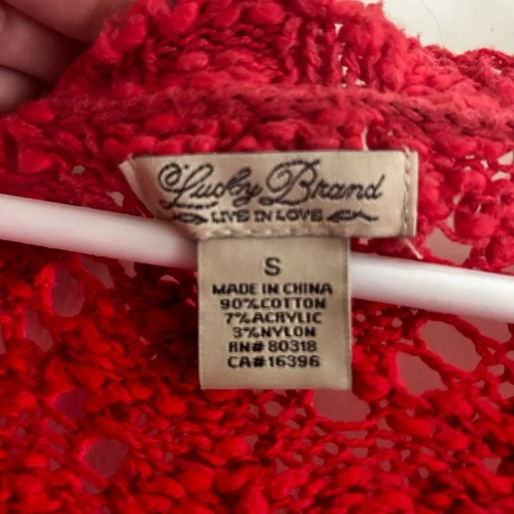 Lucky Brand Women's Red Open-Knit Scoop Neck Sweater - Picture 2 of 3